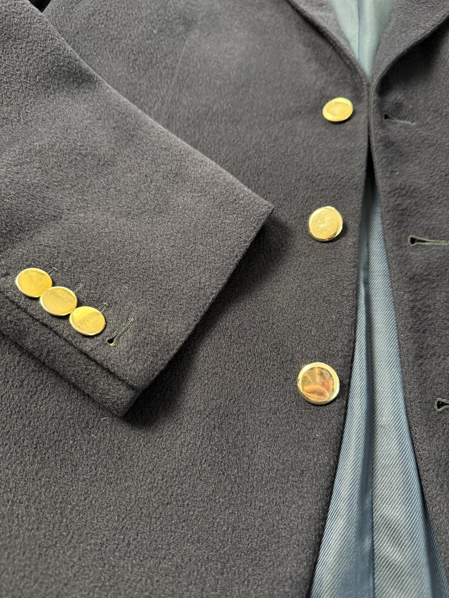 Navy blazer sartoriale anni ‘90 in panno lana e cashmere - tg. 48