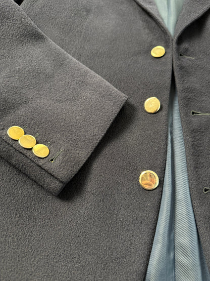 Navy blazer sartoriale anni ‘90 in panno lana e cashmere - tg. 48