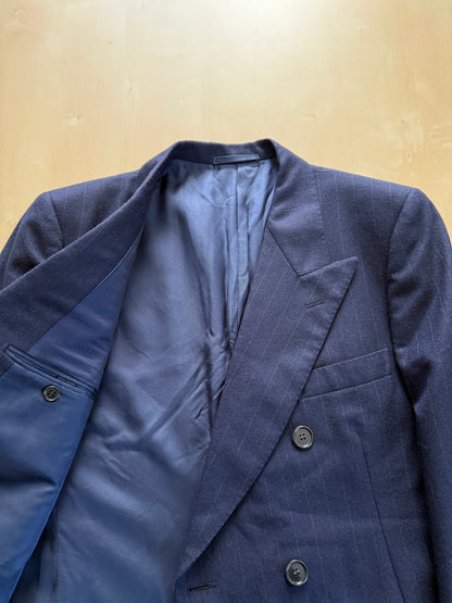 Completo Belvest doppiopetto anni ‘70 flanella blu gessato - tg. 50/52