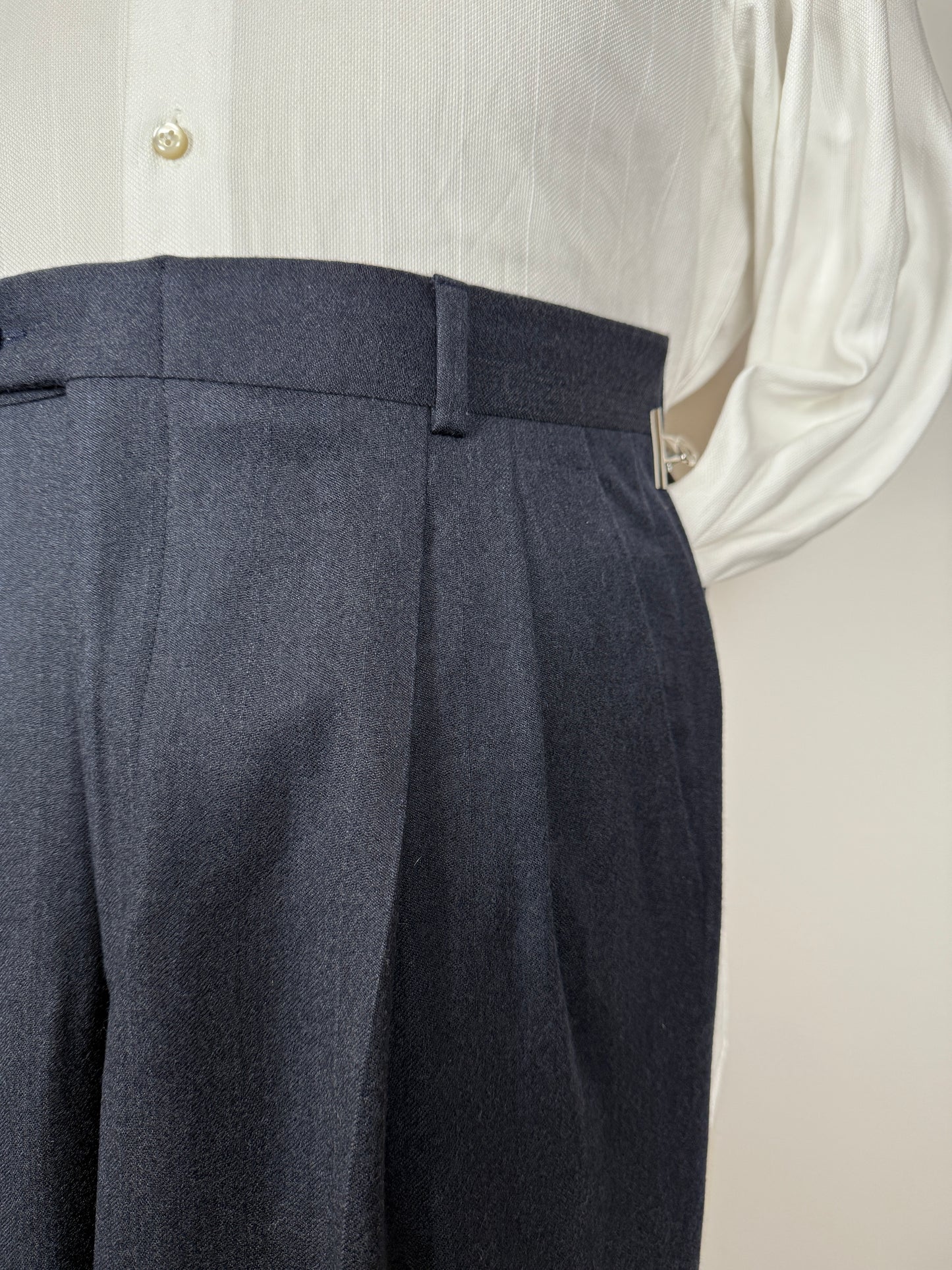 Pantaloni in flanella blu trama righe (NOS) - tg. 46/48