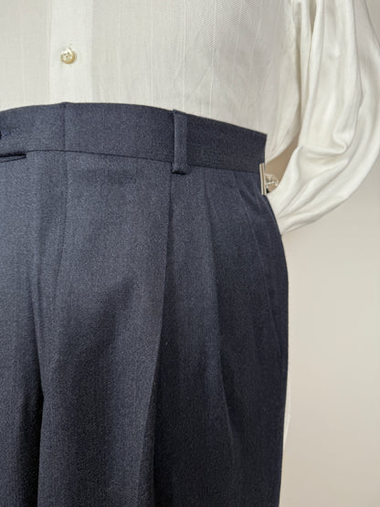Pantaloni in flanella blu trama righe (NOS) - tg. 46/48