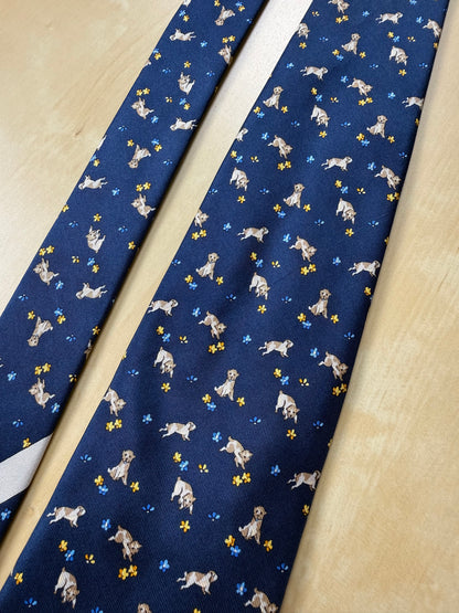 Cravatta Ferragamo blu con cani