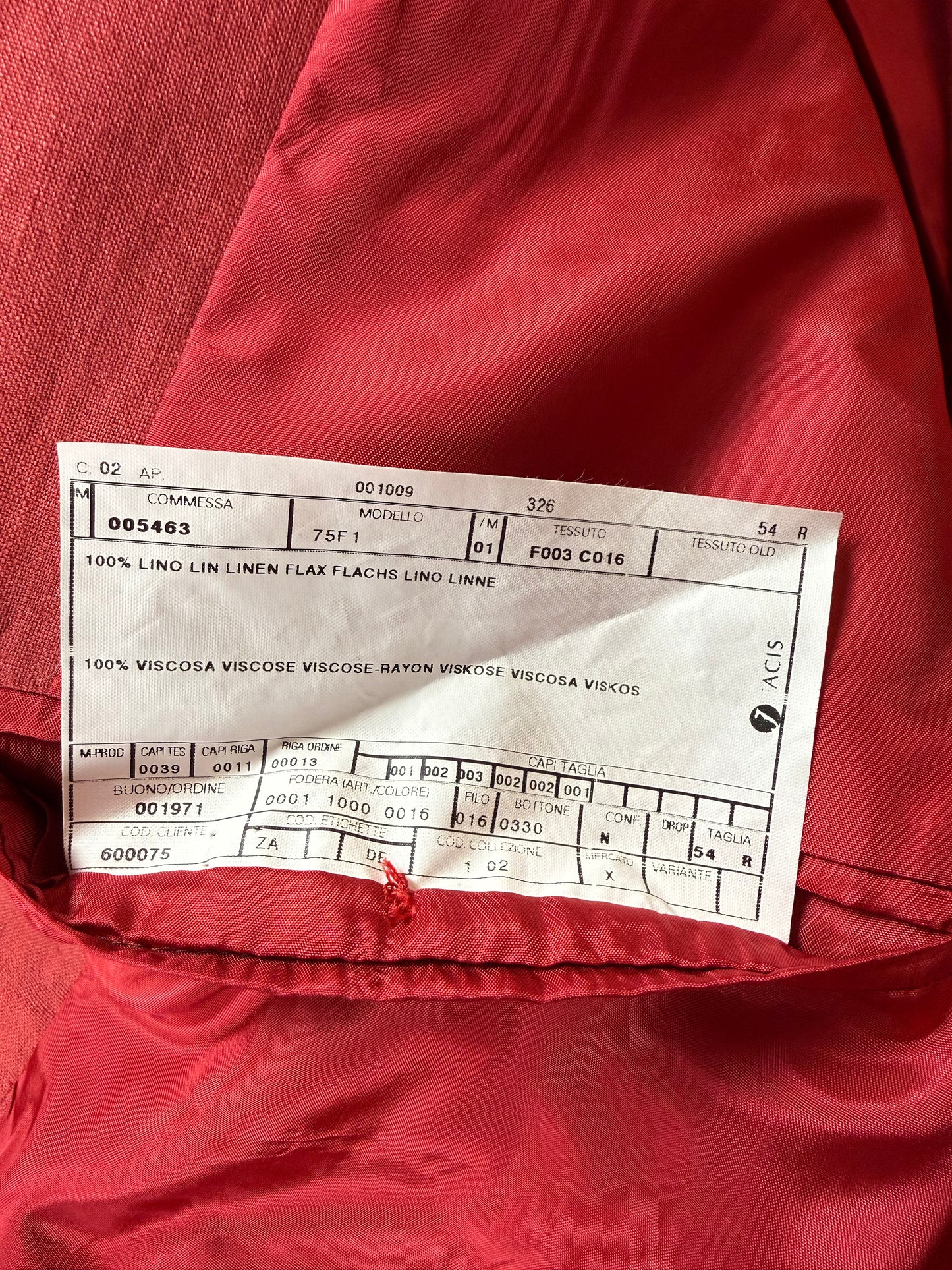 Giacca anni '90 100% lino rosso corallo - tg. 54