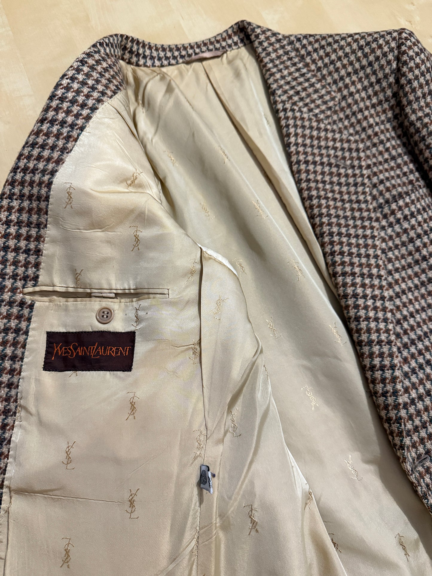 Giacca Yves Saint Laurent anni ‘70 in tweed pied-de-poule - tg. 48