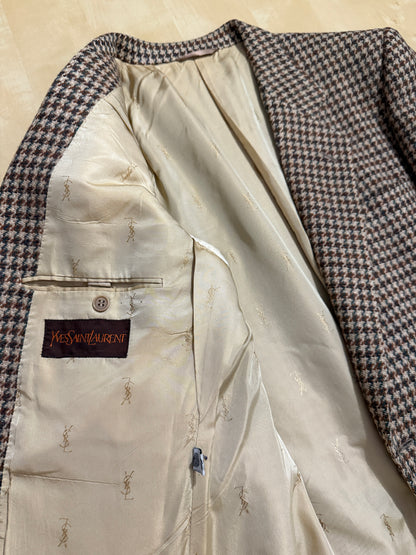 Giacca Yves Saint Laurent anni ‘70 in tweed pied-de-poule - tg. 48