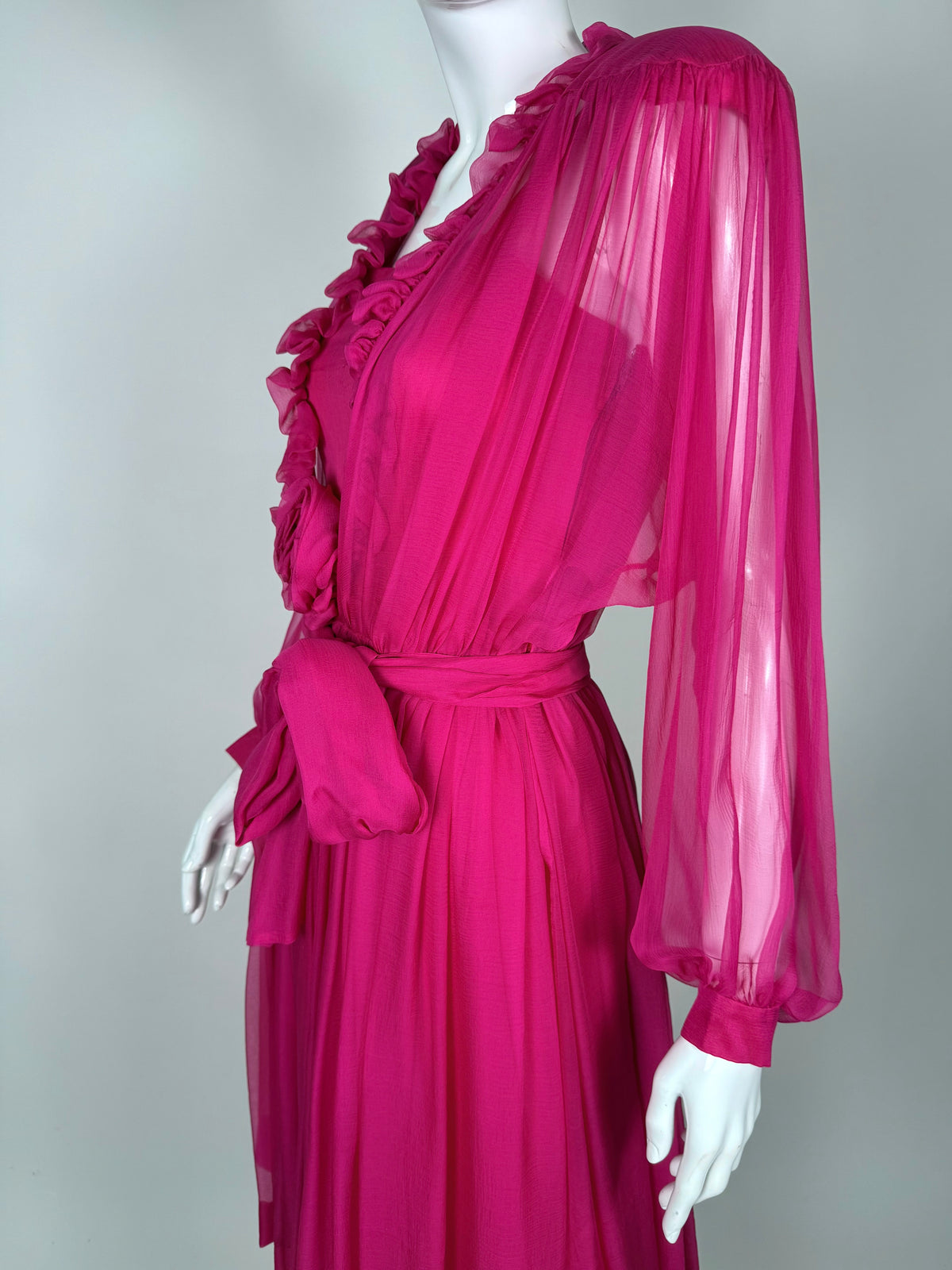 Abito sartoriale anni '80 in chiffon di seta - tg. 38 XS/S