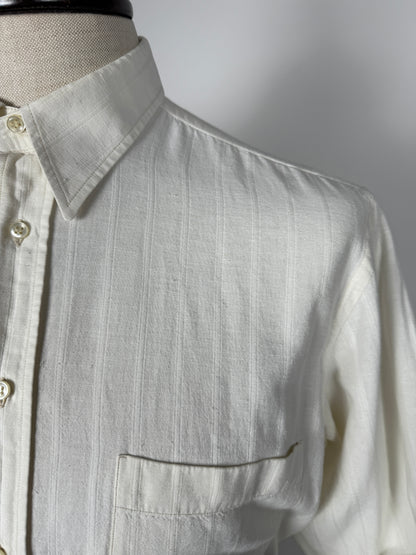 Camicia anni ‘80 in cotone e lino collo italiano - M/L collo 40