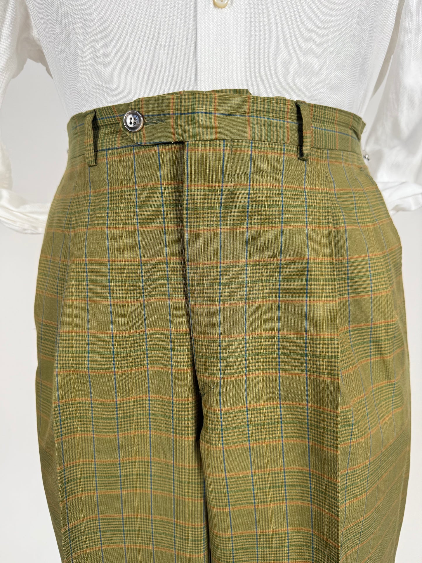 Completo anni ‘80 verde a quadri in cotone sfoderato - tg. 50