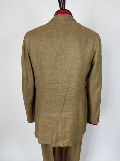 Completo anni '70 misto lino color corda - tg. 50