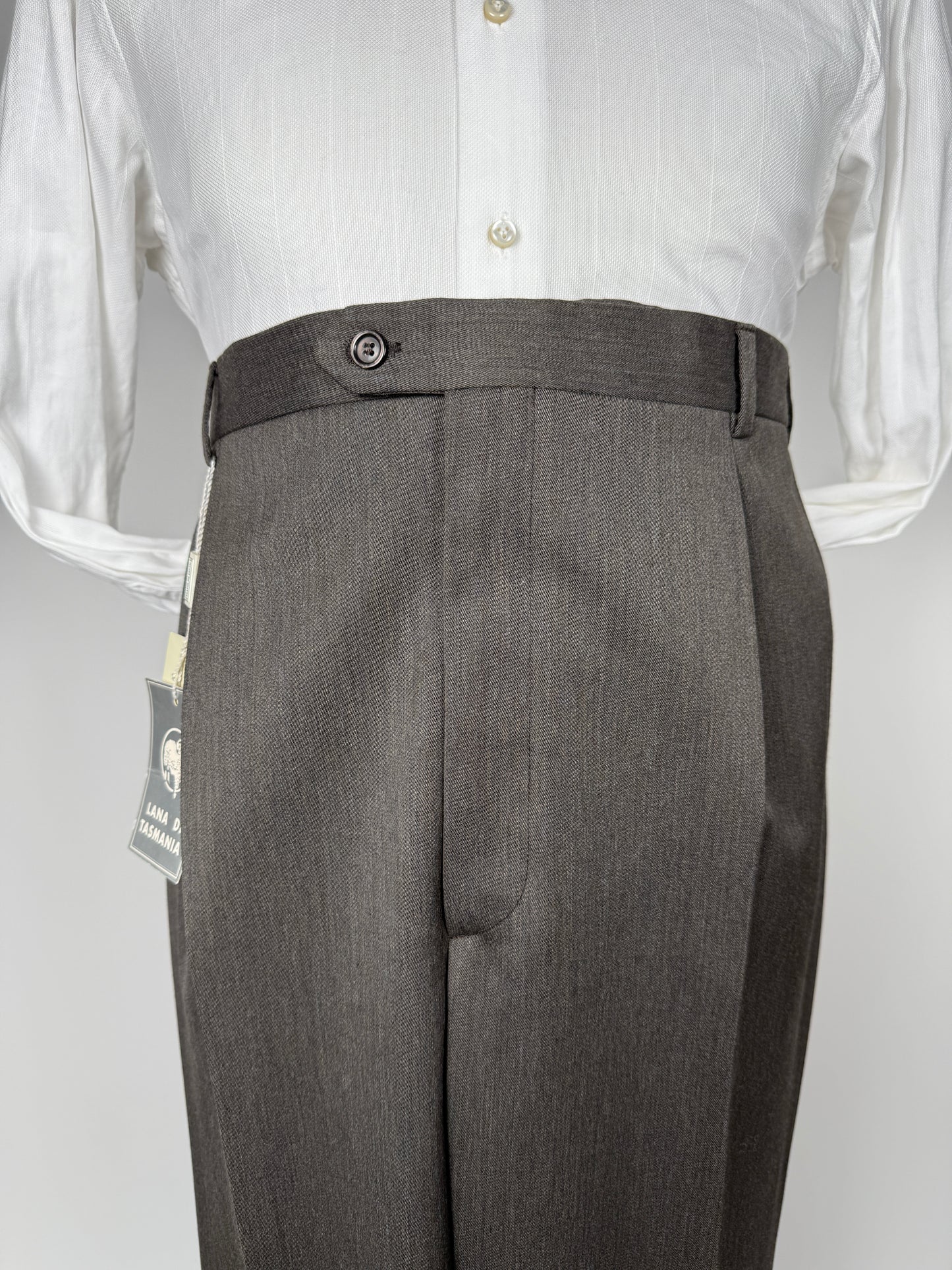 Pantaloni anni ‘90 lana pettinata cachi (NOS) - tg. 60/62