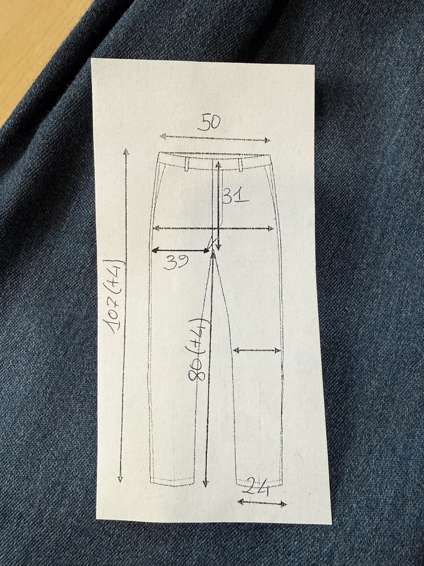 Pantaloni anni ‘80 flanella blu-azzurro mélange - tg. 56