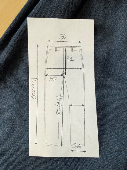 Pantaloni anni ‘80 flanella blu-azzurro mélange - tg. 56