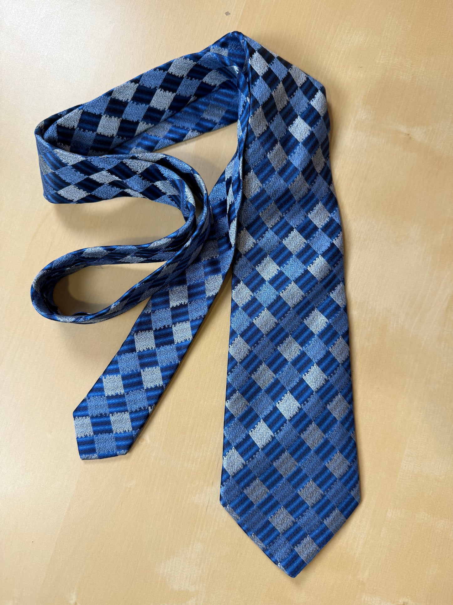 Cravatta Etro losanghe azzurro jacquard