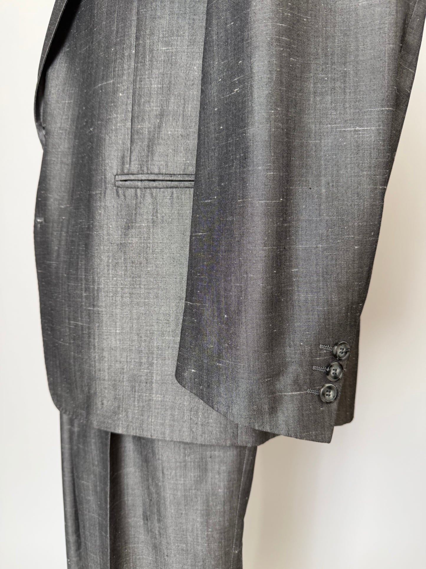 Completo anni '80 in seta shantung grigio - tg. 56/58