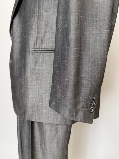 Completo anni '80 in seta shantung grigio - tg. 56/58