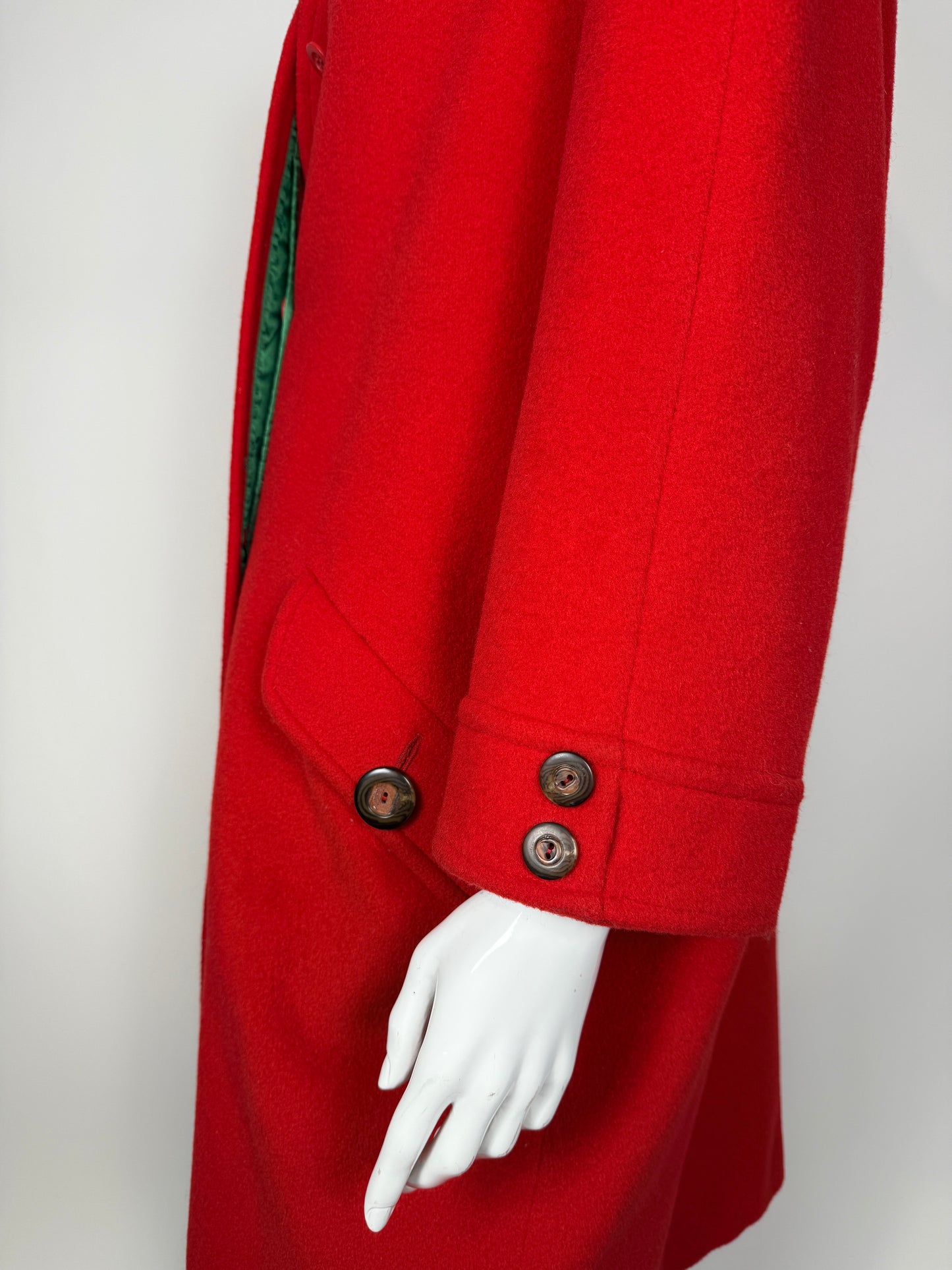 Cappotto anni ‘80 panno lana e mohair rosso scarlatto - tg. 44-46