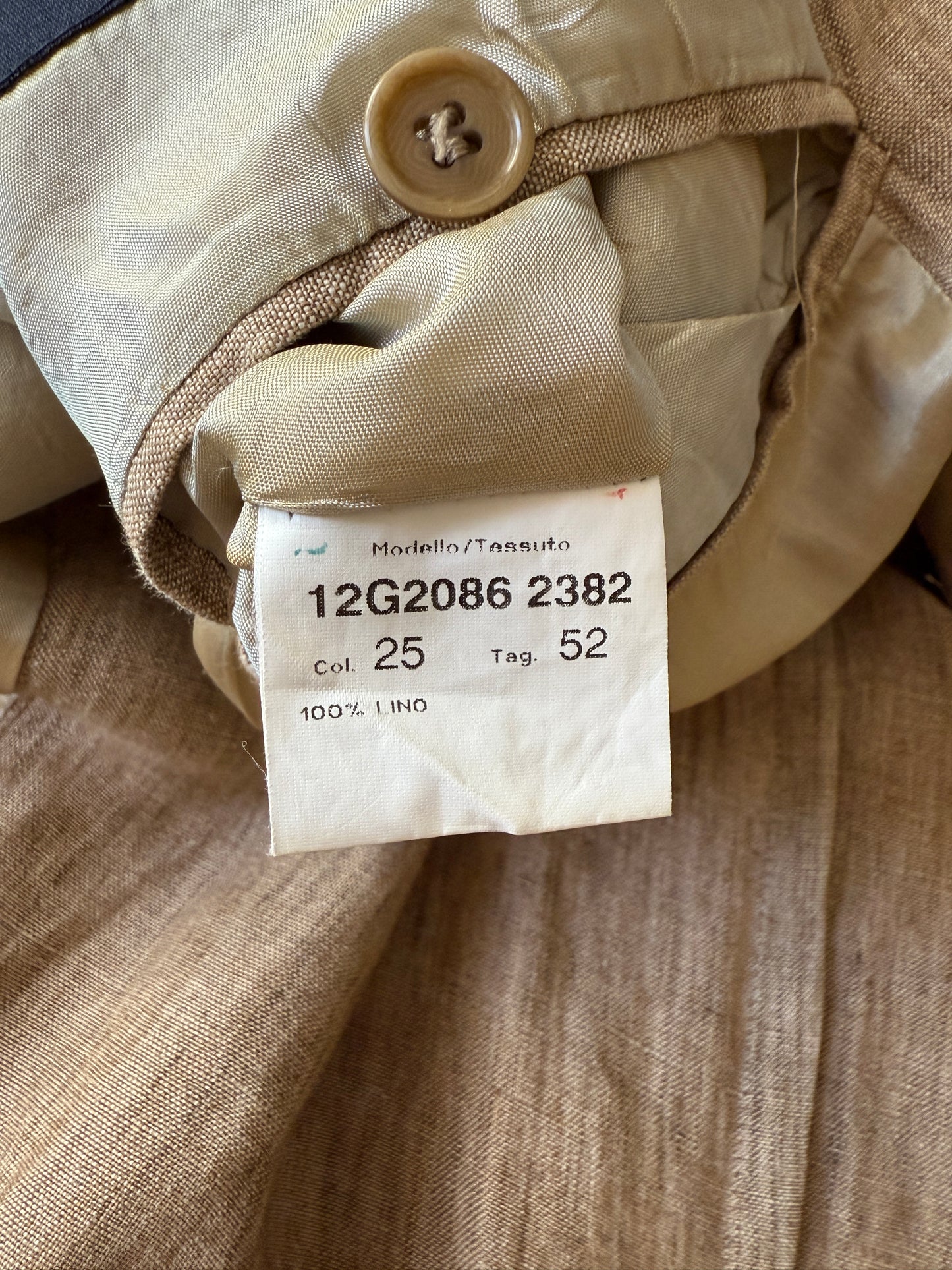 Giacca in puro lino color corda - tg. 52