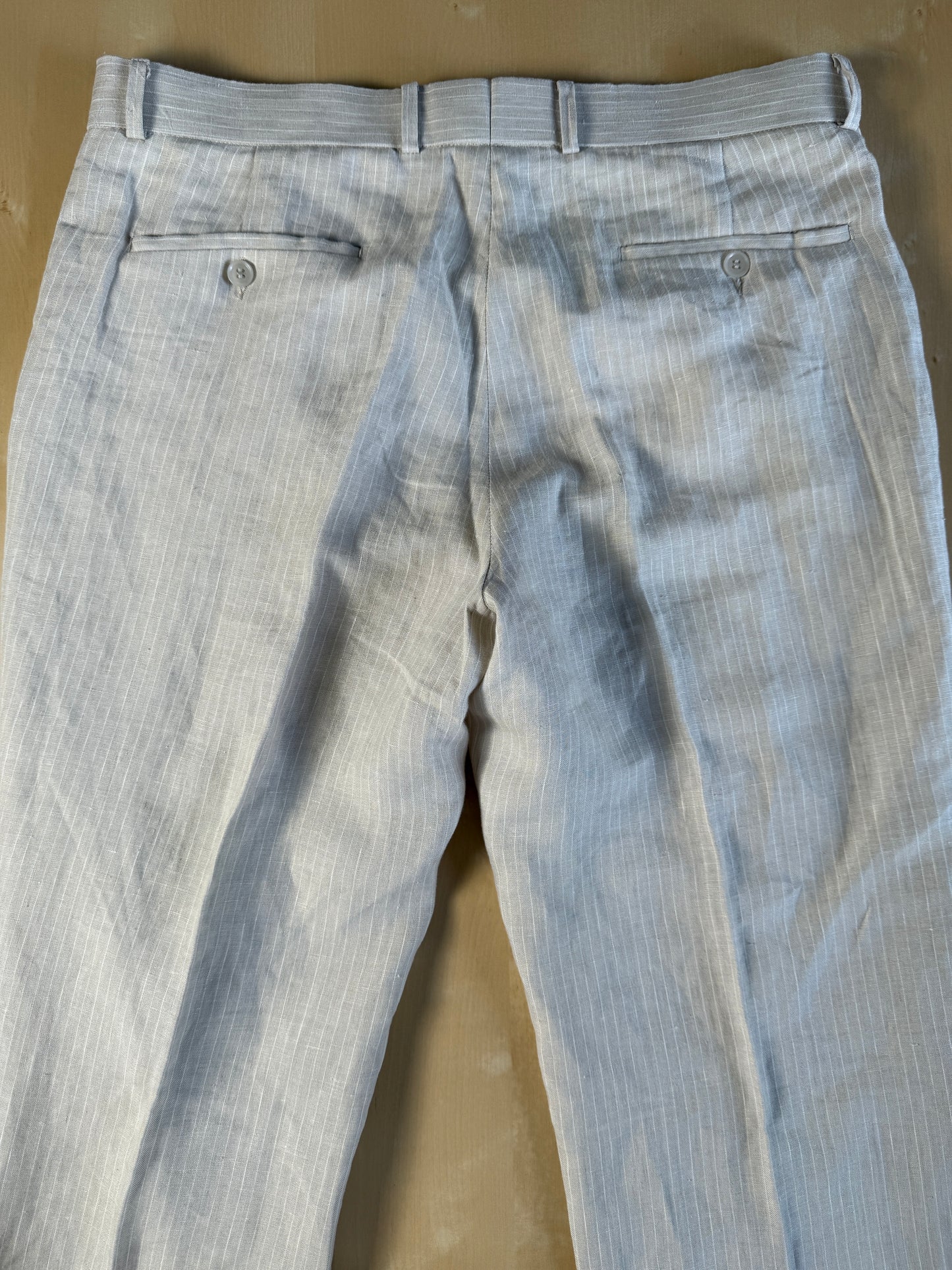 Completo in puro lino color panna gessato - tg. 52