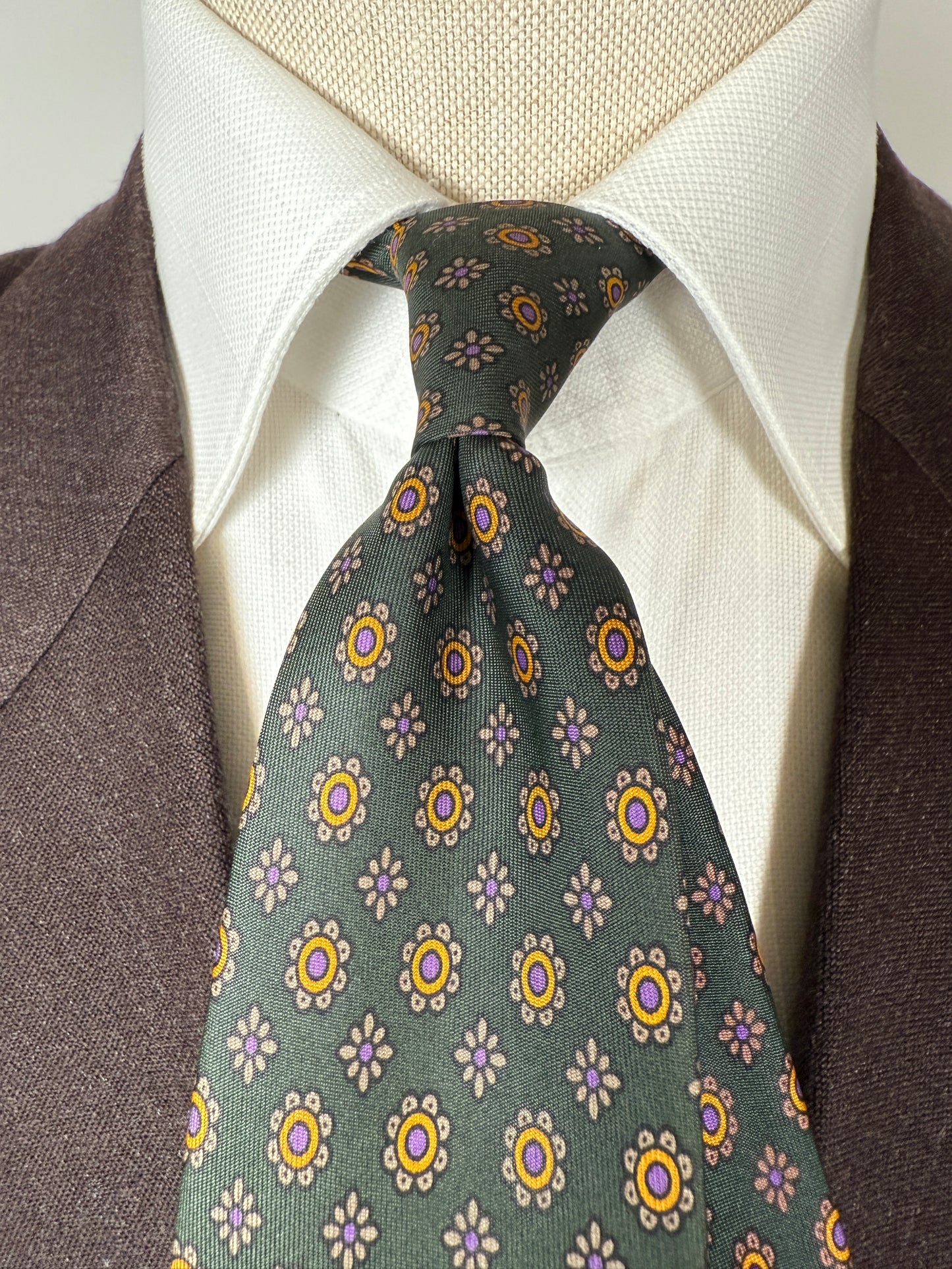 Cravatta inglese micro fantasia fiori