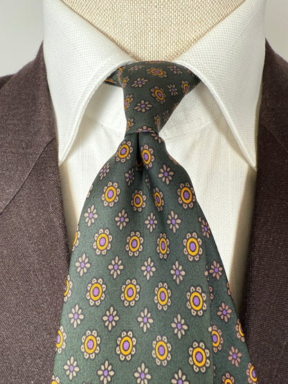 Cravatta inglese micro fantasia fiori