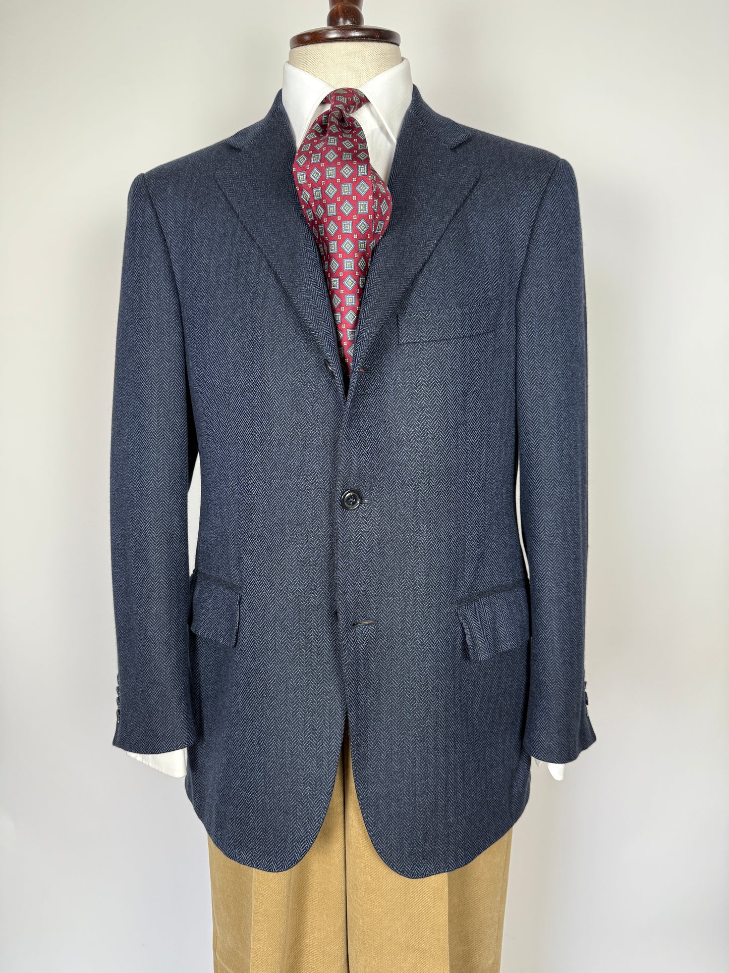 Giacca in puro cashmere spigato tessuto Loro Piana - tg. 50