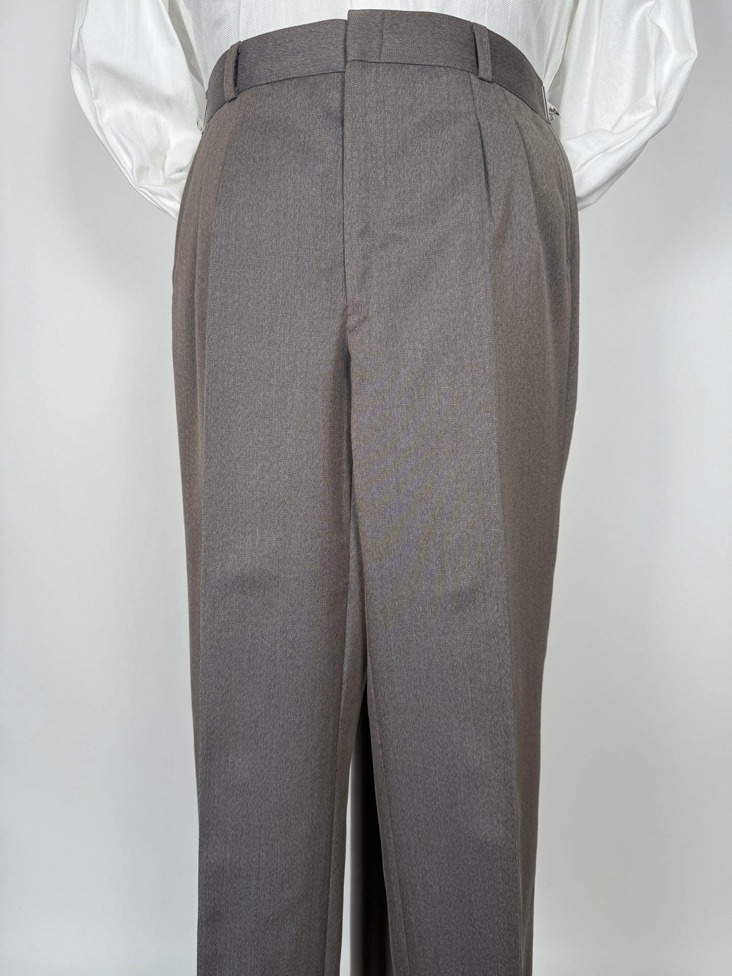 Pantaloni sartoriali anni ‘70 in twill pettinato marrone chiaro (NOS) - tg. 46