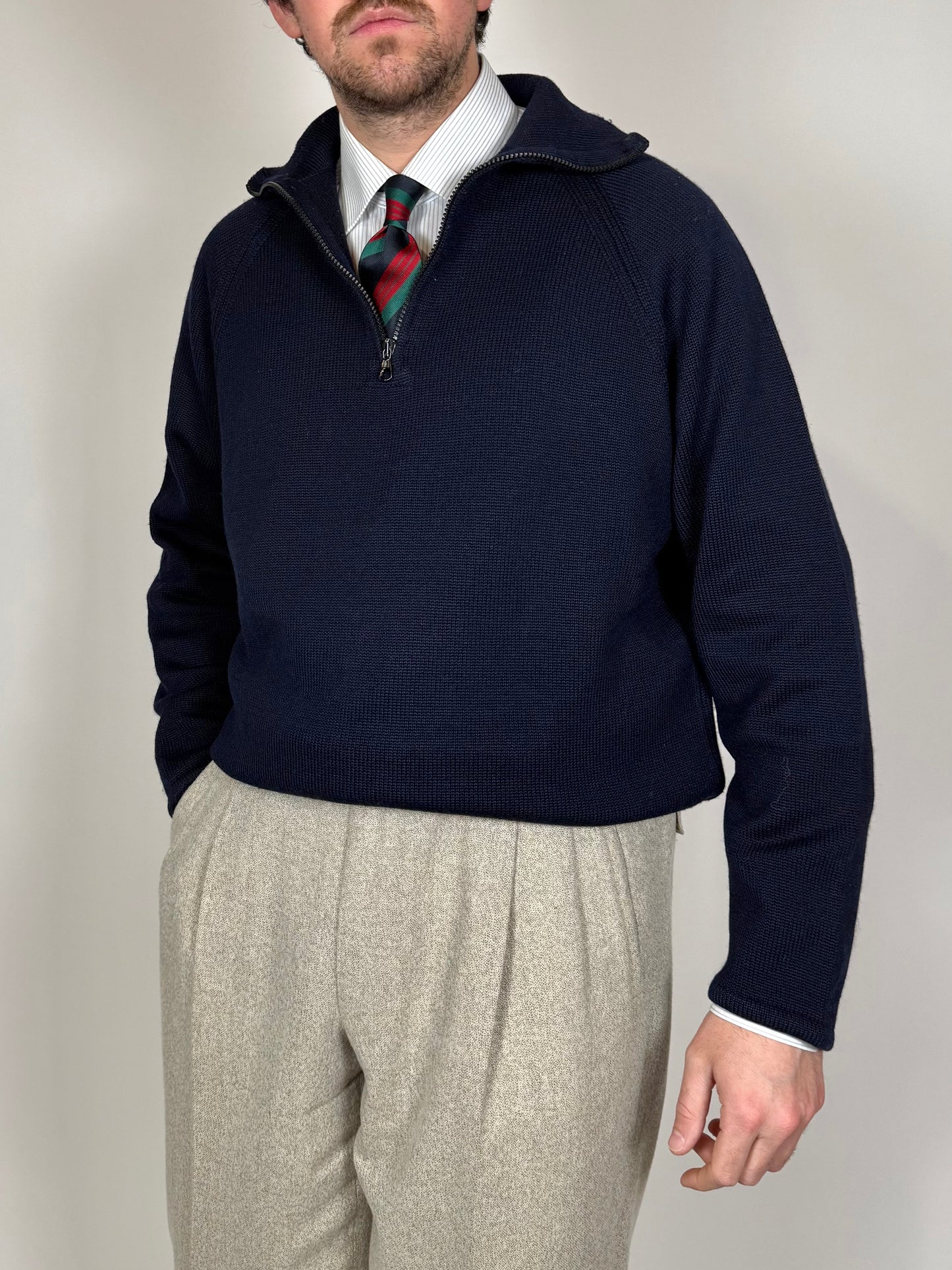 Maglione zip 3/4 CP Company in pura lana - XL