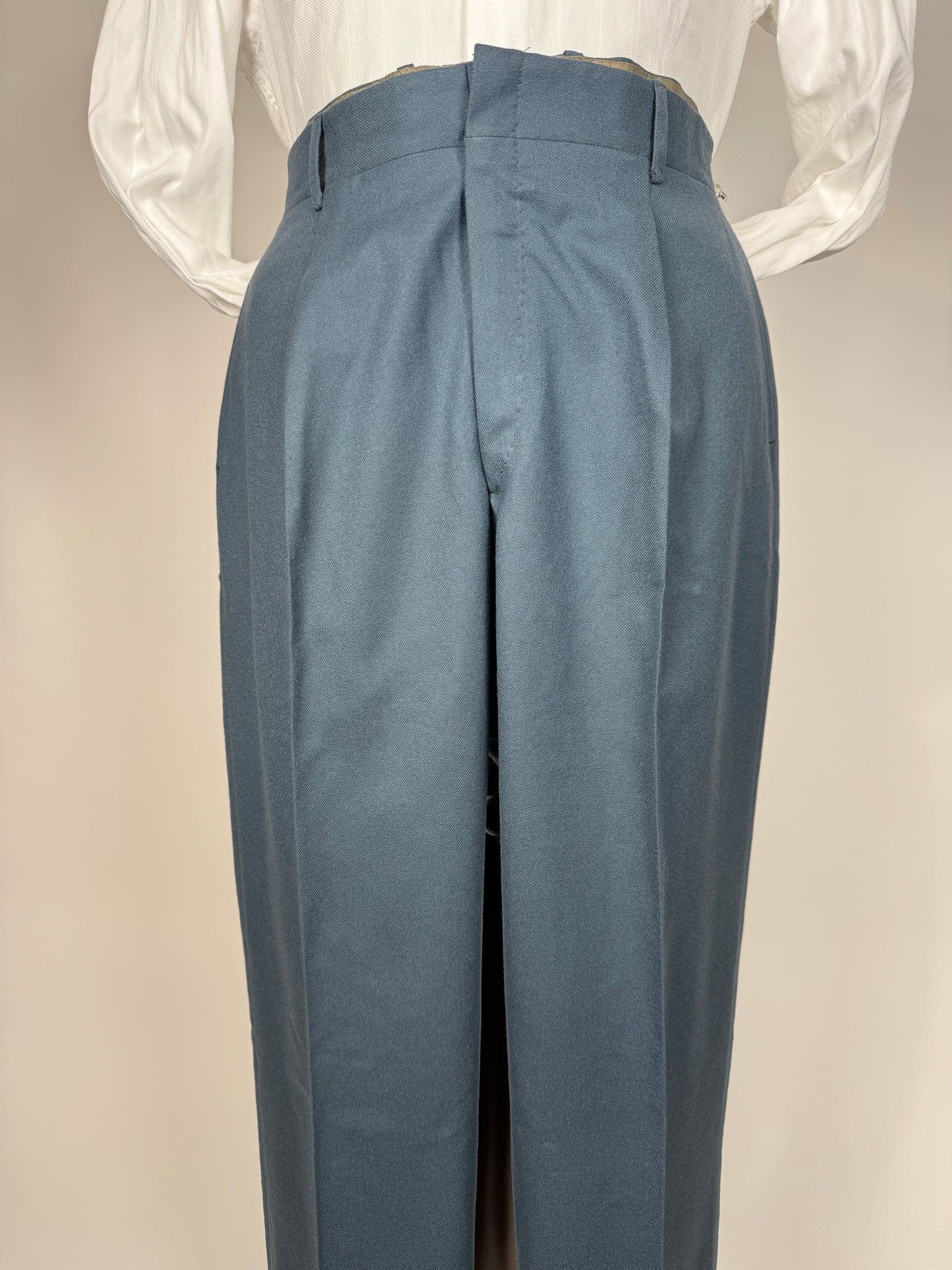 Pantaloni sartoriali anni ‘50/‘60 flanella color ottanio - tg. 52