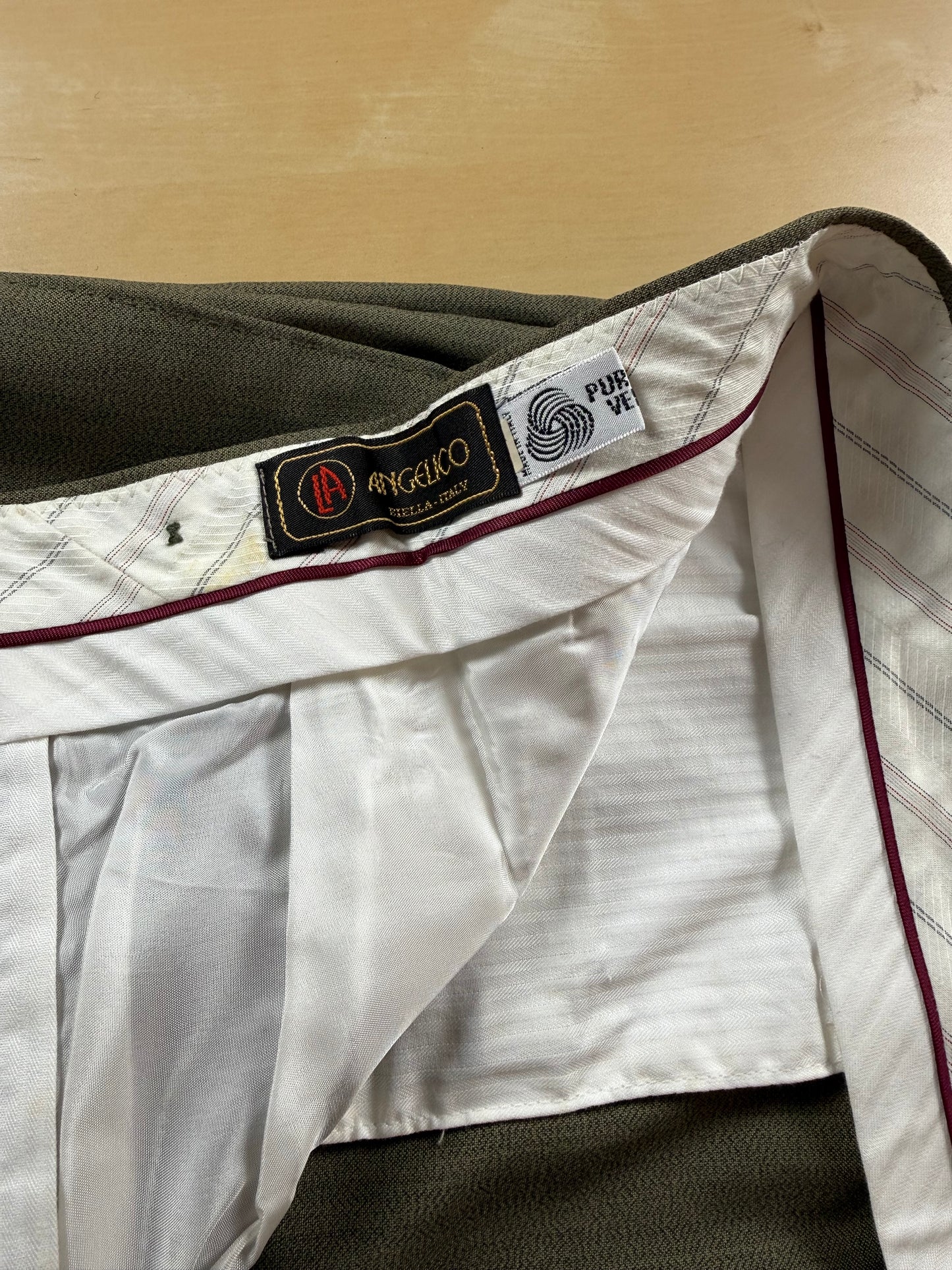 Pantaloni fresco lana verde oliva anni '80 (NOS) - tg. 50