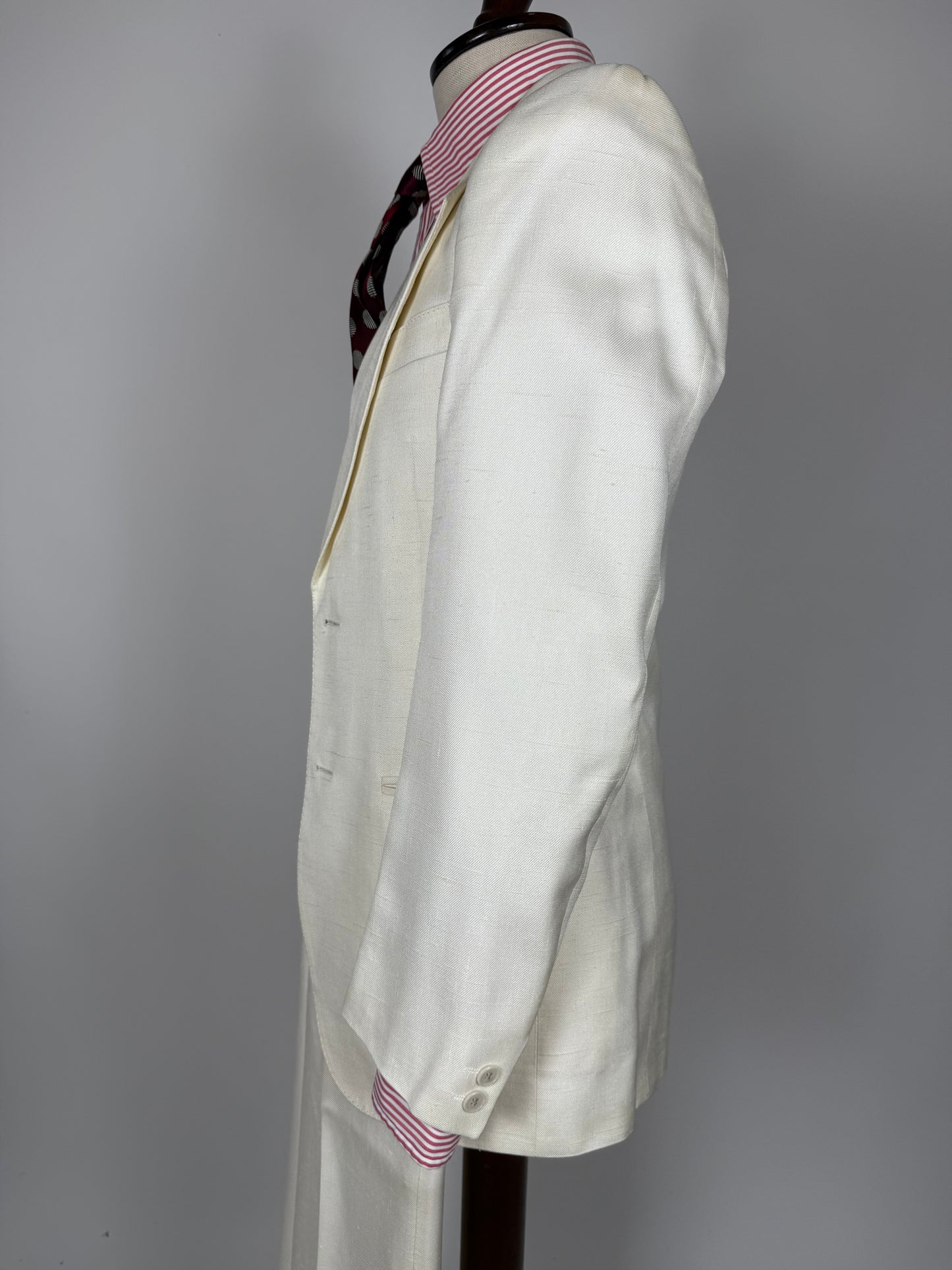 Completo 3 pezzi anni '70 seta shantung avorio - tg. 42/44