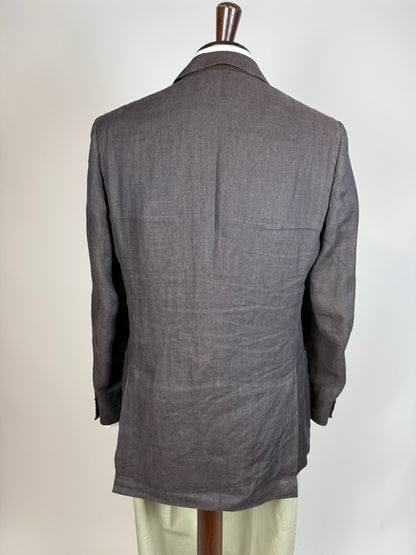 Giacca Cantarelli puro lino marrone herringbone - tg. 50
