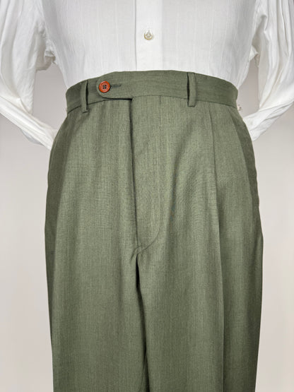 Pantaloni fresco lana verde scuro anni '80 (NOS) - tg. 50