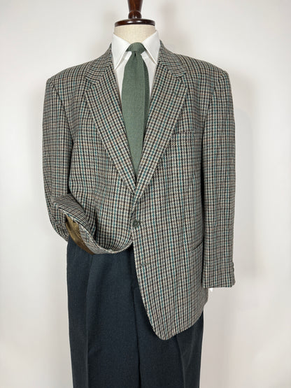 Giacca anni ‘80 pied-de-poule verde e grigio - tg. 60/62