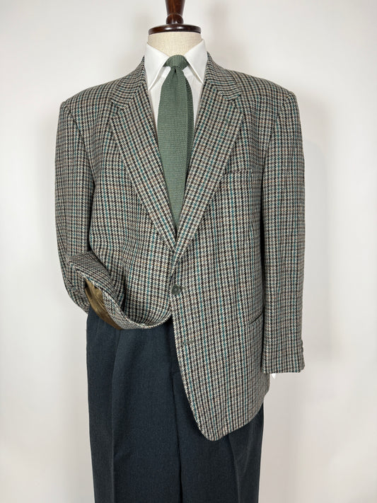 Giacca anni ‘80 pied-de-poule verde e grigio - tg. 60/62