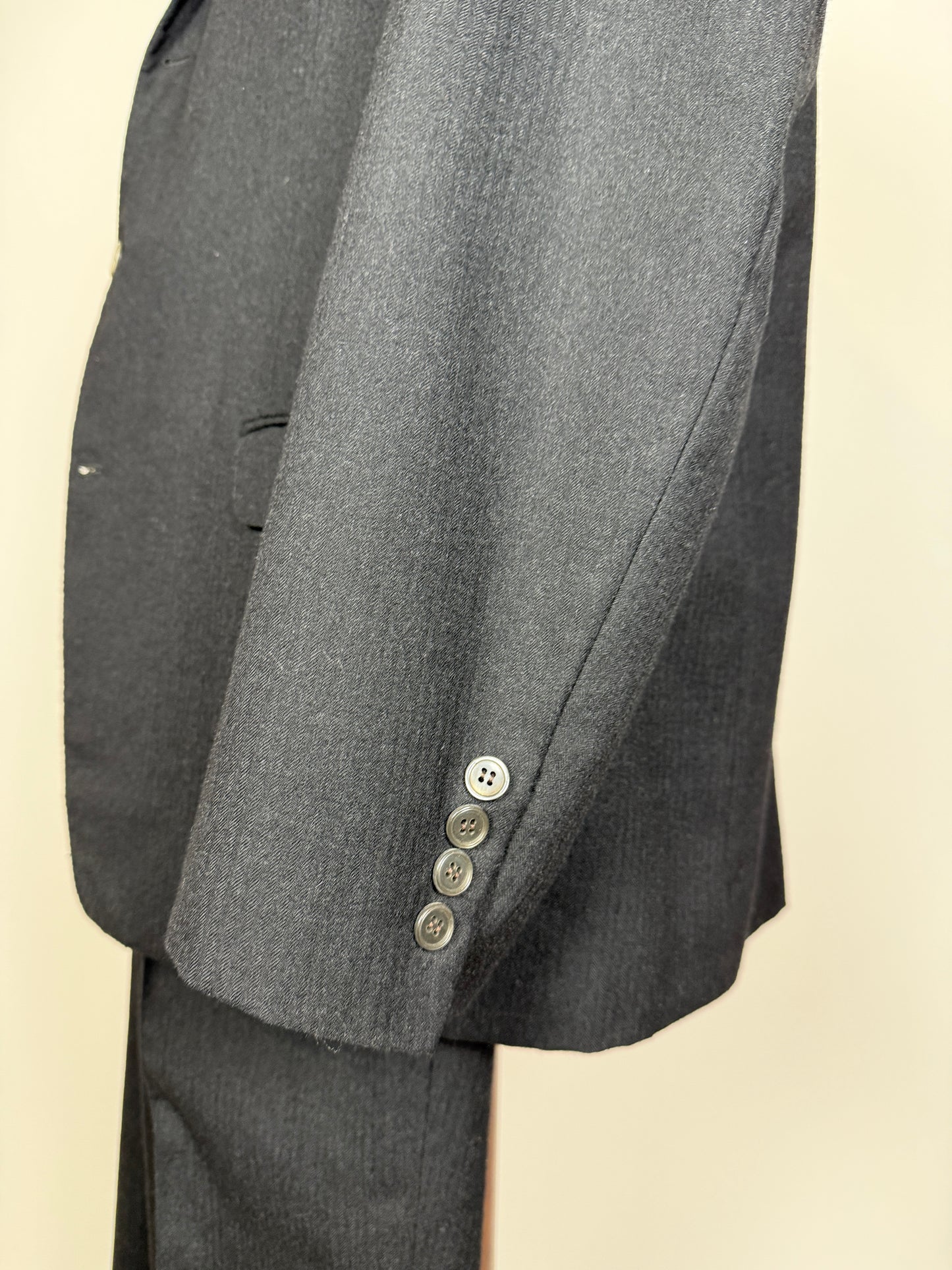 Completo sartoriale anni ‘60 flanella antracite micro spigato - tg. 54