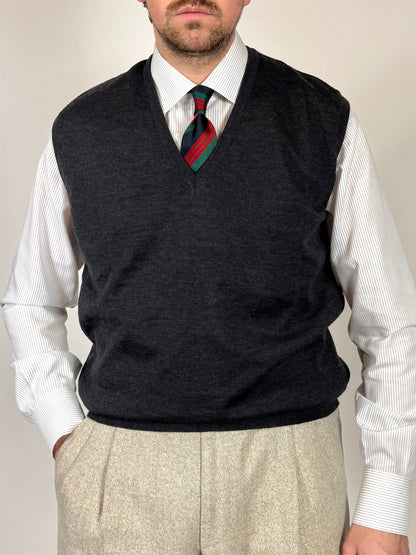 Gilet in pura lana merino grigio antracite - L (50-52)