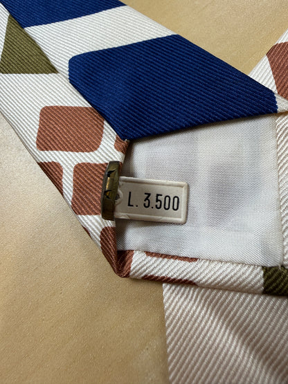 Cravatta anni ‘70 geometrica multicolore (nuova)