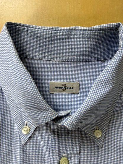 Camicia Avon celli vintage micro pied-de-poule azzurro - M collo 39