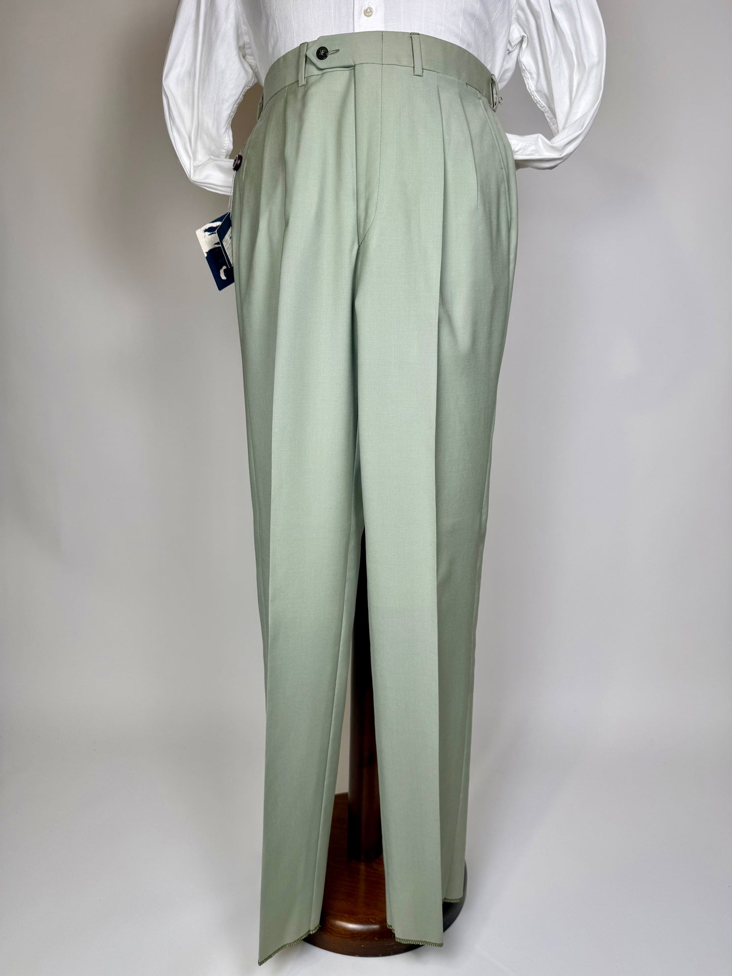 Pantaloni fresco lana verde menta anni '80 (NOS) - tg. 50