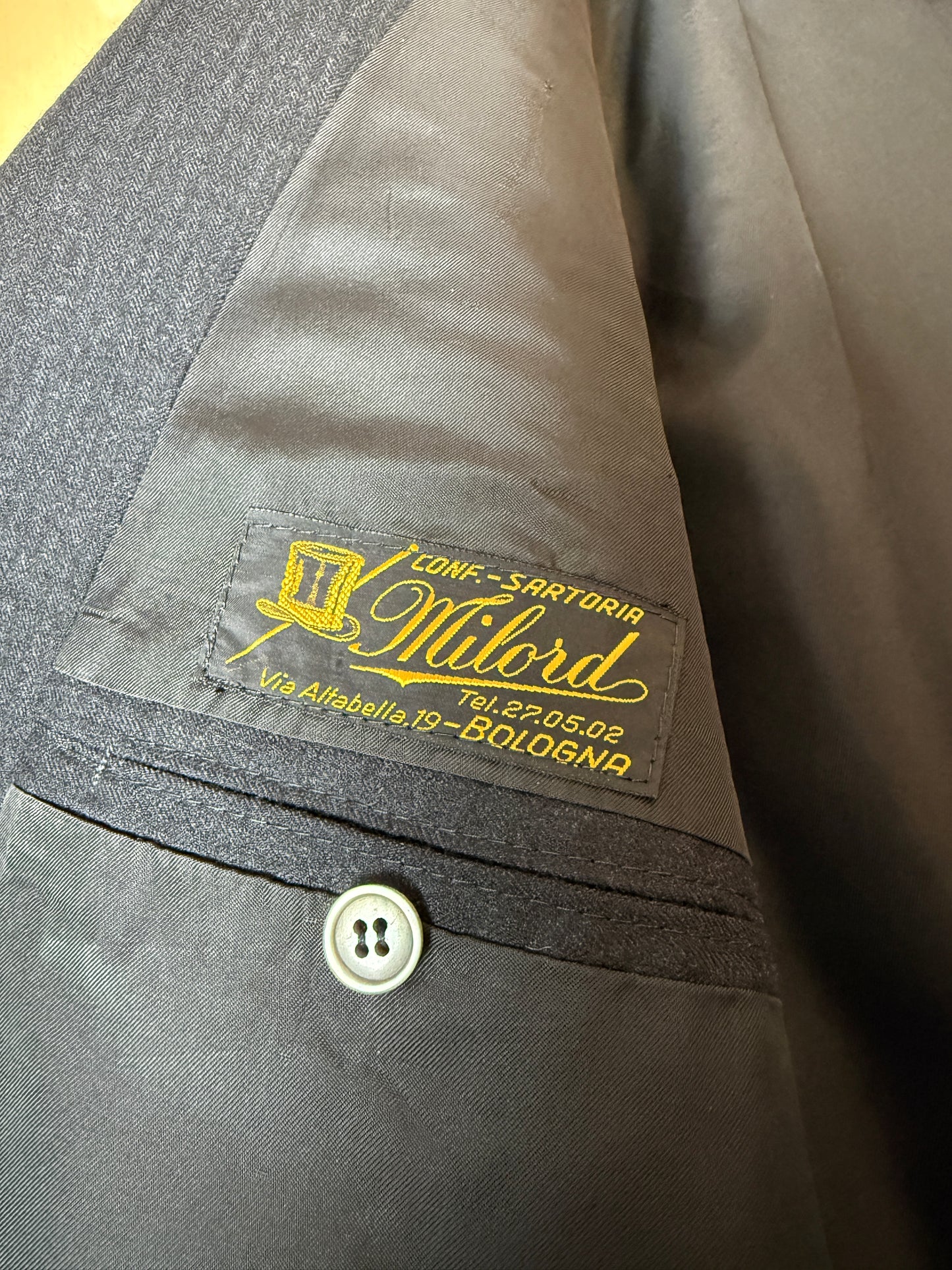 Completo sartoriale anni ‘60 flanella antracite micro spigato - tg. 54