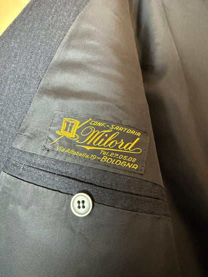 Completo sartoriale anni ‘60 flanella antracite micro spigato - tg. 54
