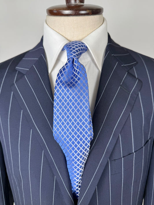 Cravatta Armani Collezioni raso azzurro a reticolo