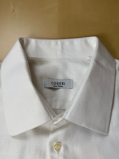 Camicia bianca cotone herringbone - XL collo 45