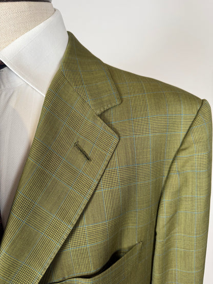 Giacca De Paz fresco lana verde glen check - tg. 52