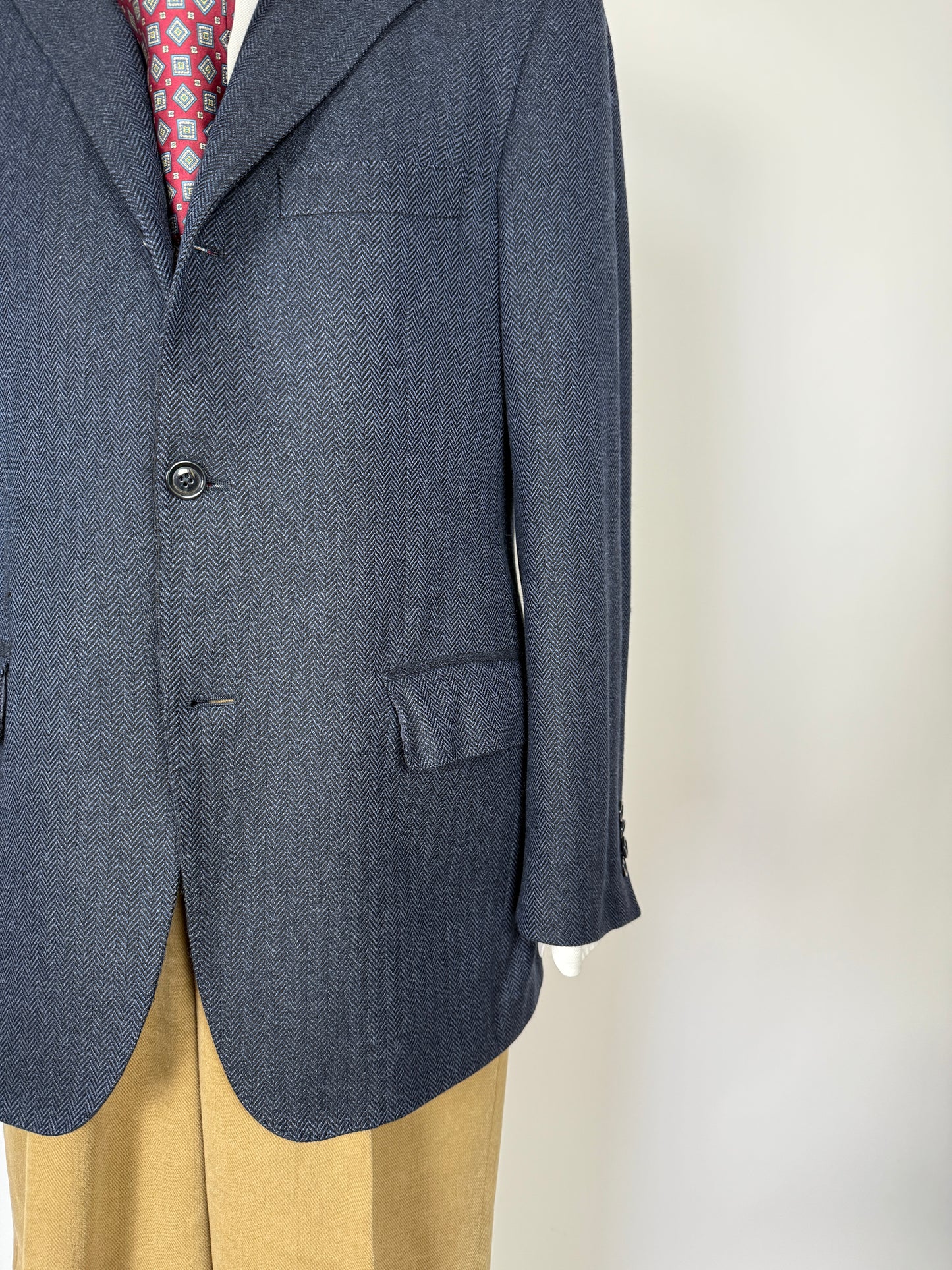 Giacca in puro cashmere spigato tessuto Loro Piana - tg. 50