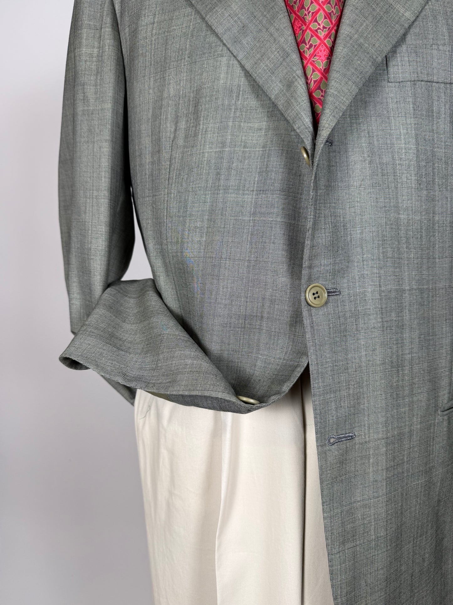 Giacca Kiton fresco lana 14 micron verde salvia - tg. 52/54