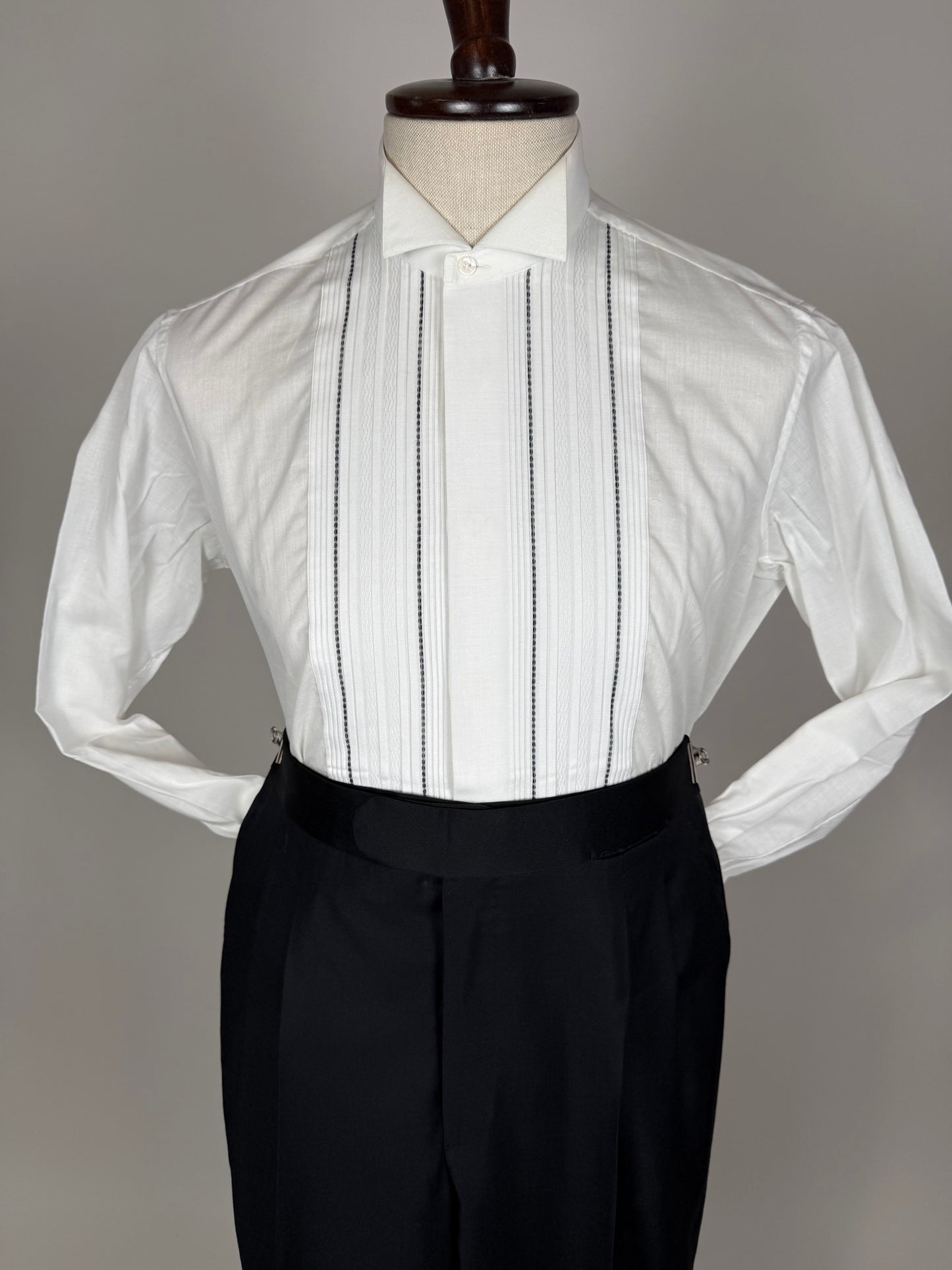Camicia da sera collo diplomatico sparato plissettato - M collo 41