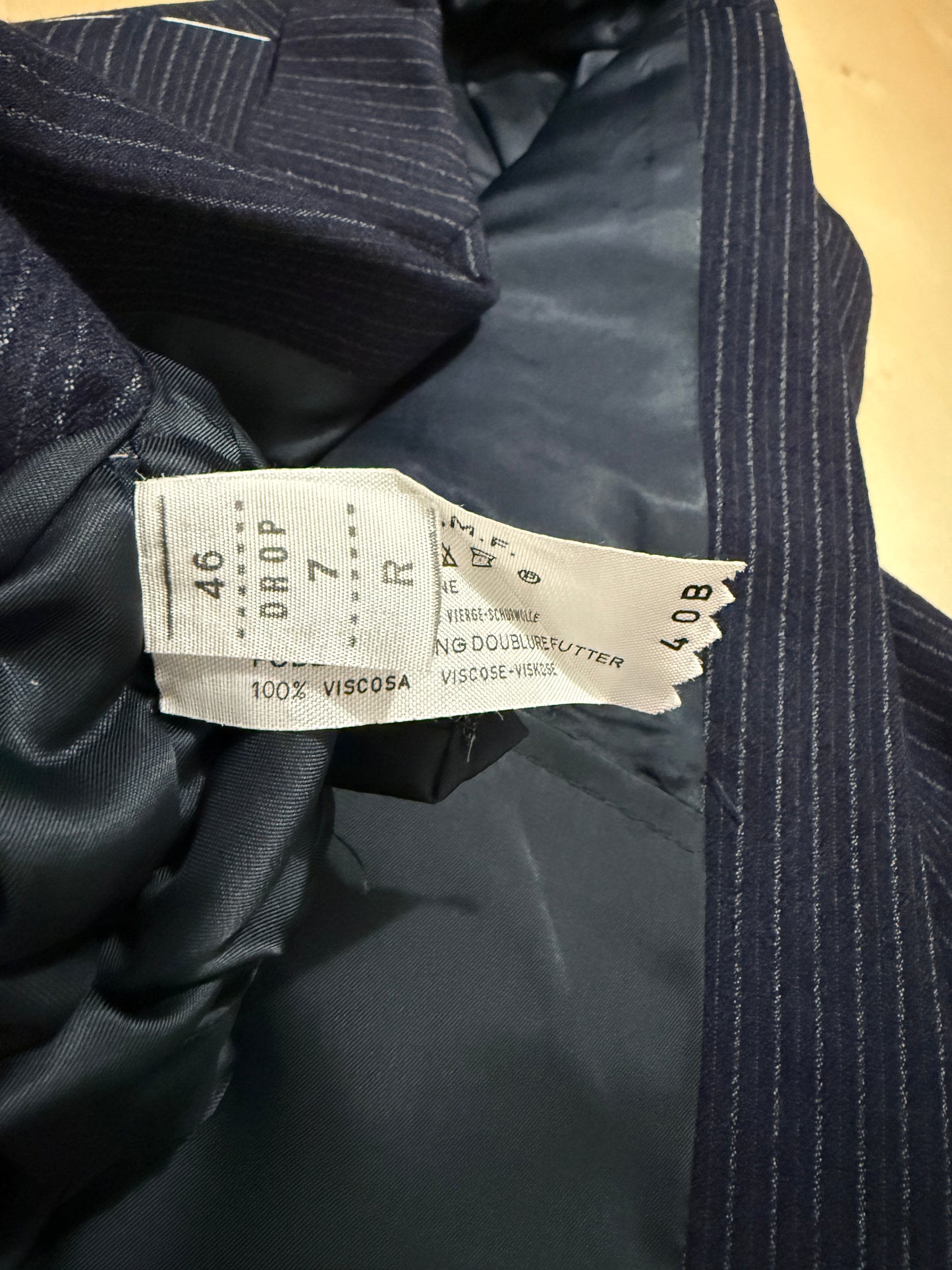 Completo Marzotto anni ‘70/‘80 in flanella blu gessato (NOS) - tg. 44