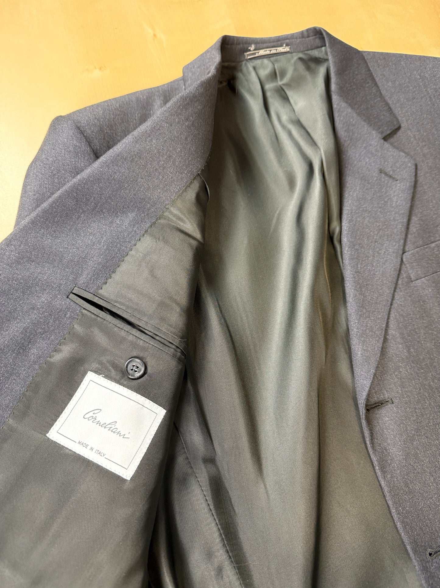 Completo Corneliani anni ‘90 flanella antracite - tg. 50/52
