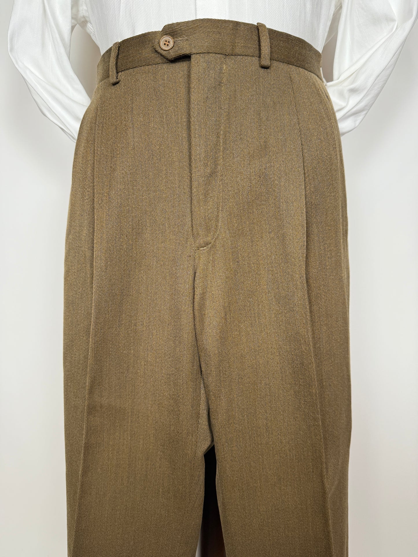 Pantaloni anni ‘80 in covert verde cachi - tg. 52